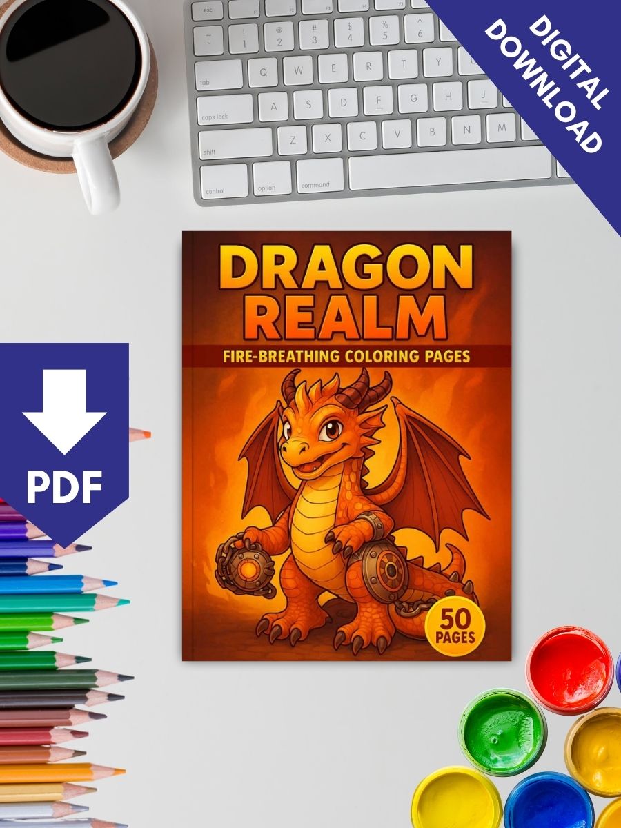 Dragon Realm – 50 Fire-Breathing Coloring Pages - Image 2